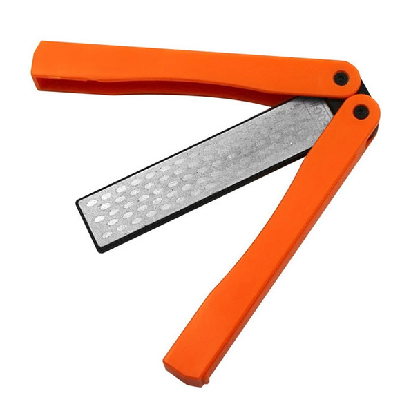 Foldable Double-sided Knife Sharpener Household Diamond Grinding Stone Tool (Orange)