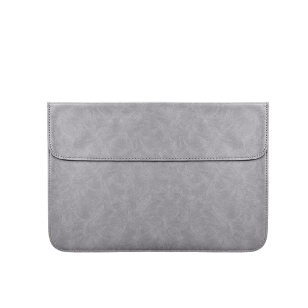 PU01S PU Leather Horizontal Invisible Magnetic Buckle Laptop Inner Bag for 15.4 inch laptops (Grey)