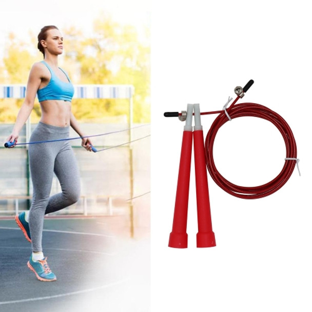 Steel Wire Skipping Skip Adjustable Fitness Jump Rope?Length: 3m(Red)