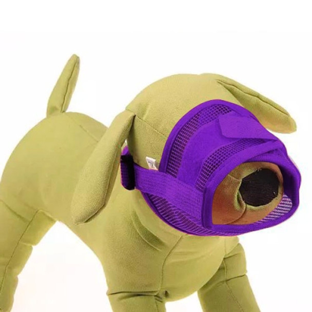Dog Muzzle Breathable Nylon Comfortable Soft Mesh Adjustable Pet Mouth Mask Prevent Bite, Size L: 18-24cm(Purple)