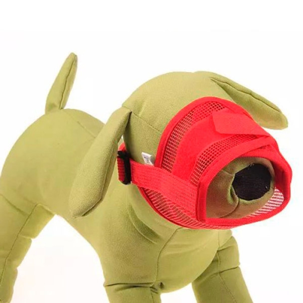 Dog Muzzle Breathable Nylon Comfortable Soft Mesh Adjustable Pet Mouth Mask Prevent Bite, Size L: 18-24cm(Red)