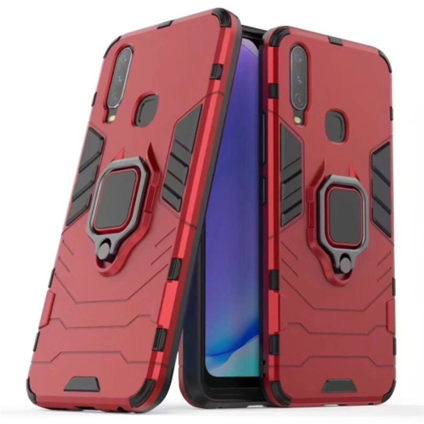 PC + TPU Shockproof Protective Case for Vivo Y17, with Magnetic Ring Holder (Red)