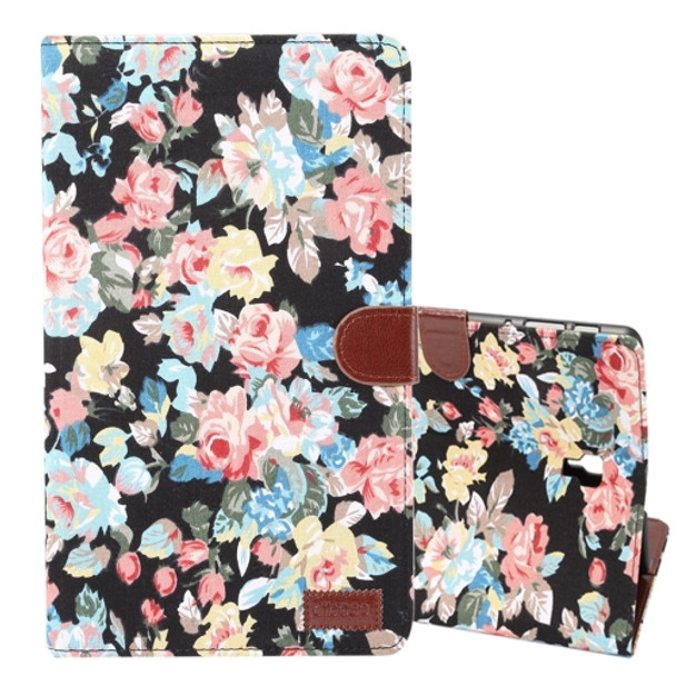 Dibase Flower Pattern Horizontal Flip PU Leather Case for Galaxy Tab S4 10.5 / T830, with Holder & Card Slot (Black)
