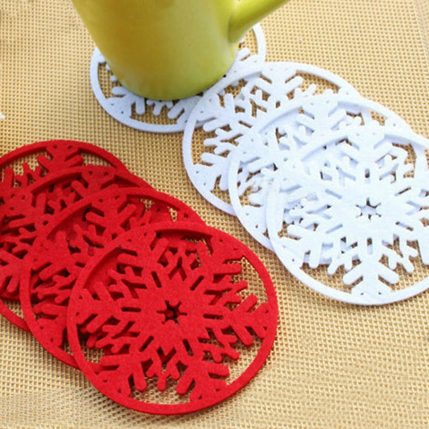 10 PCS Merry Christmas Decorations Snowflakes Cup Pad Non-woven Fabric Dinner Party Dish Tray Coffee Pads(White)