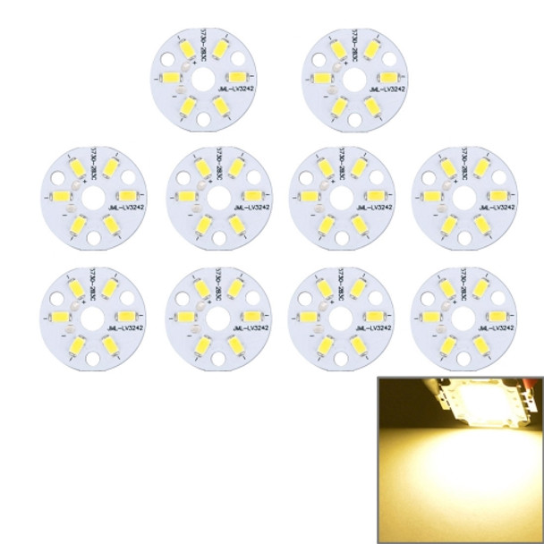 10 PCS 3W SMD 5730 Aluminum Base Light Panel, 6 LEDs 270 LM 3000-6500K, Diameter: 32mm(Warm White)