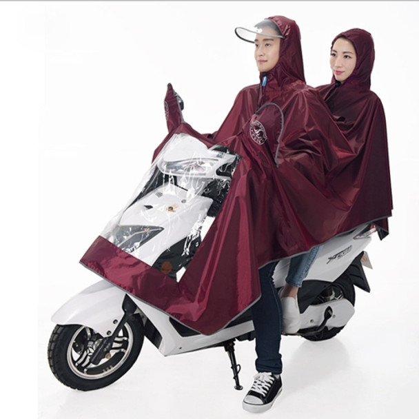Universal Super Water-Resistant Dual Hooded Motorcycle Rain Poncho Coat Raincoat(Brown)