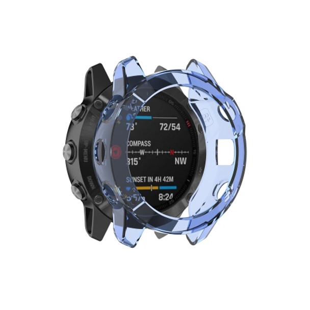 For Garmin Fenix 6 / 6 Pro Smart Watch Half Coverage TPU Protective Case(Transparent Blue)