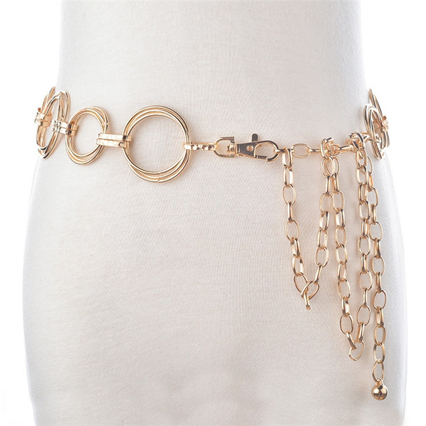 Simple Women Metal Waist Chain Dress Decorative Belt, Length:115cm(Gold)