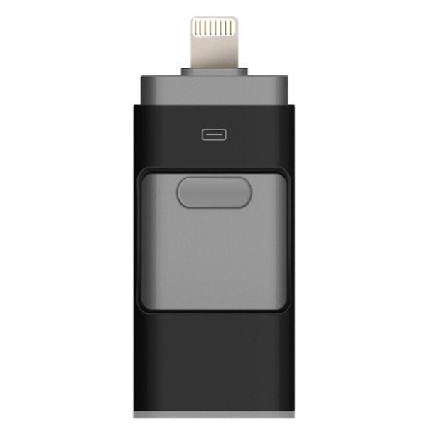 SHISUO 3 in 1 16GB 8 Pin + Micro USB + USB 3.0 Metal Push-pull Flash Disk with OTG Function(Black)