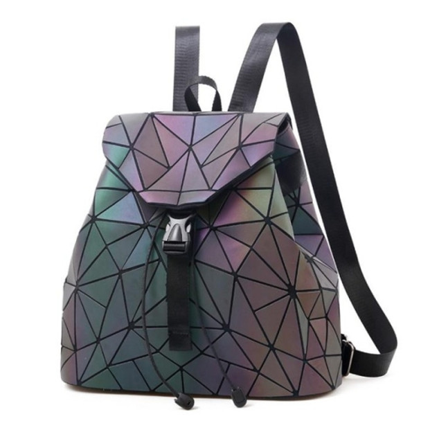 Women Laser Luminous Backpack School Hologram Geometric Fold Student School Bags, Size:36x13x32cm(Luminous triangle)