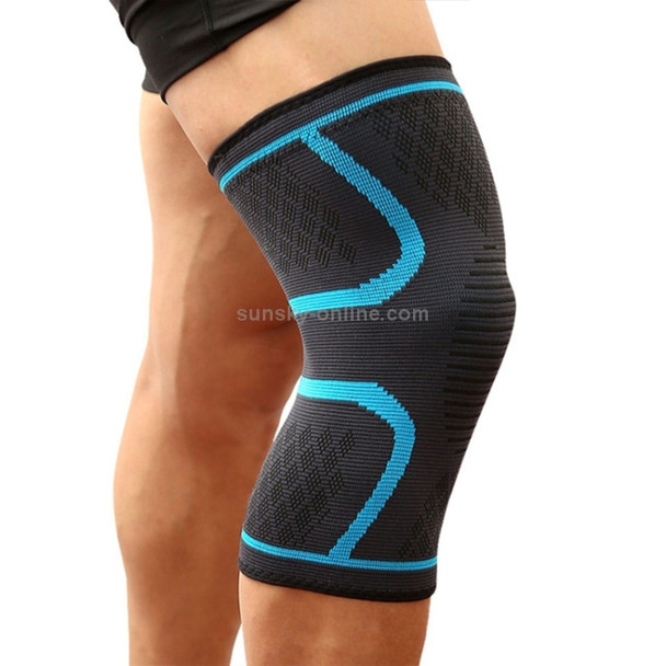 1 Pair Comfortable Breathable Elastic Nylon Sports Knit Knee Pads, Size:M(Blue)