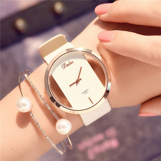 Women Hollow Belt Casual Quartz Watch(White)