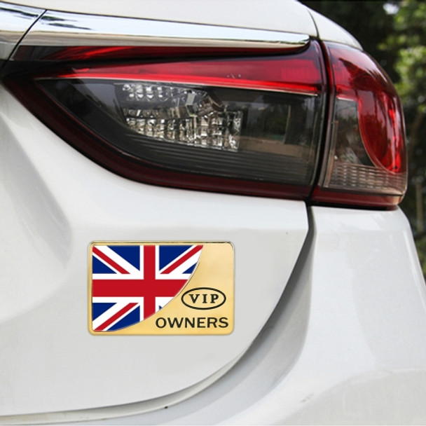 Universal Car UK Flag Rectangle Shape VIP Metal Decorative Sticker (Gold)