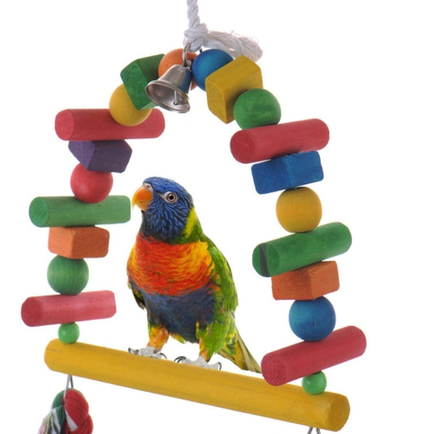 Parrot Wooden Cotton Rope Bite Toy Swing Stand