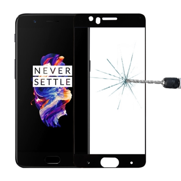 For OnePlus 5 0.26mm 9H Surface Hardness 2.5D Explosion-proof Silk-screen Tempered Glass Full Screen Film(Black)