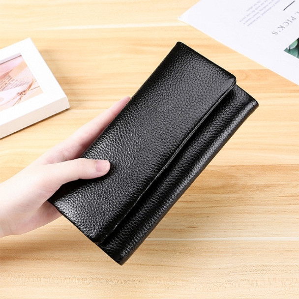 3591C Multi-function Litchi Texture Leather Wallet Large-capacity Purse(Black)