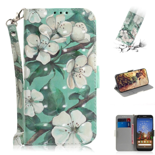 3D Painting Watercolor Flower Pattern Coloured Drawing Horizontal Flip Leather Case for Google Pixel 3a, with Holder & Card Slots & Wallet