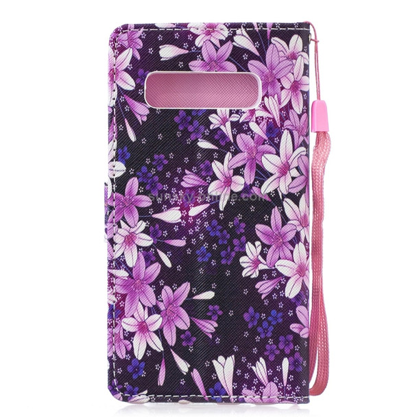 Lily Pattern Horizontal Flip Leather Case for Galaxy S10, with Holder & Card Slots & Wallet