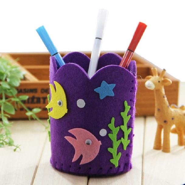 3 PCS Children Handmade Non-woven Fabric 3D Pen Container DIY Toy Baby Creative Toys(Round Purple)