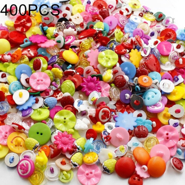 400 PCS Assorted Mixed Color Buttons for Sewing DIY Crafts Children Manual Button Painting, Random Color Style