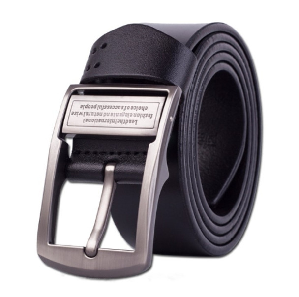 Men's Pin Buckle Leather Belt Pure Leather Pants Belt, Belt Length:110cm(black)