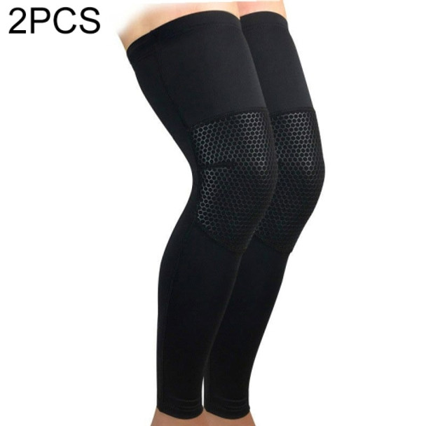 2 PCS Full Length Breathable Sports Knee Pads Sports Protective Gear, Size:XL(Black)