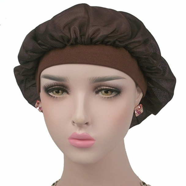 Coconut Nightcap Air Conditioning Cap Long Hair Cap Wide Band Satin Bonnet (Coffee)