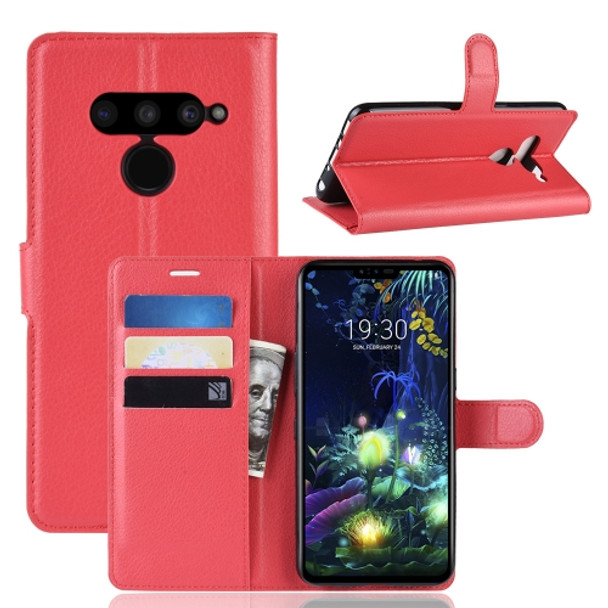 Litchi Texture Horizontal Flip Leather Case for LG V50 ThinQ 5G, with Wallet & Holder & Card Slots (Red)