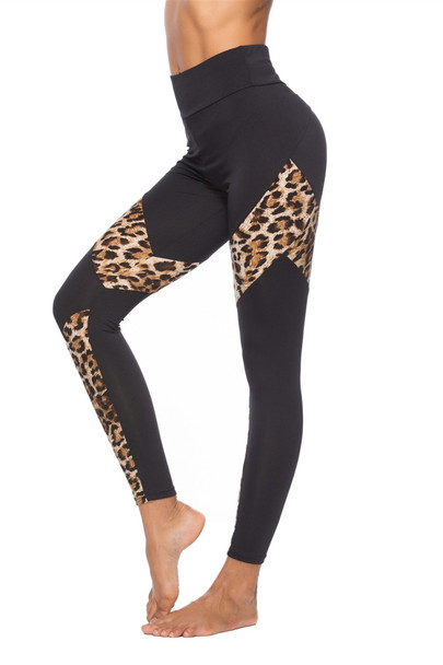 Sexy Stitching Exposed Flesh Yoga Leggings (Color:Brown Size:M)