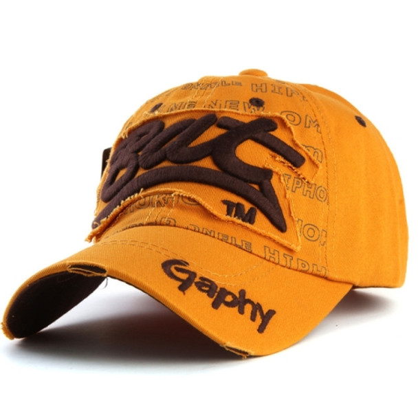 Embroidery Letter Pattern Adjustable Curved Eaves Baseball Cap, Head Circumference: 54-62cm(yellow black)