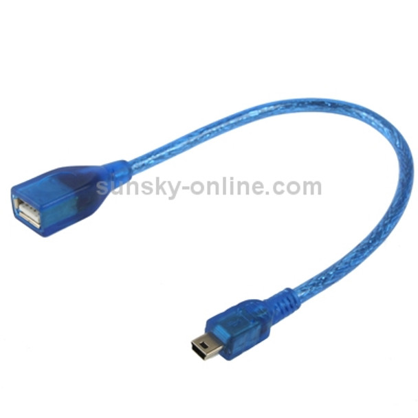 Mini 5-pin USB to USB 2.0 AF OTG Adapter Cable, Length: 22cm (Blue)