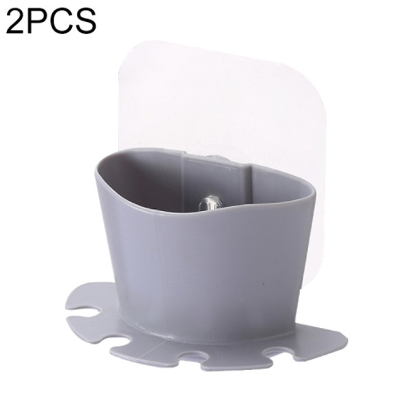 2 PCS Bathroom Multifunctional Plastic Powerful Suction Cup Rack Toothbrush Storage Rack Holder(Gray)