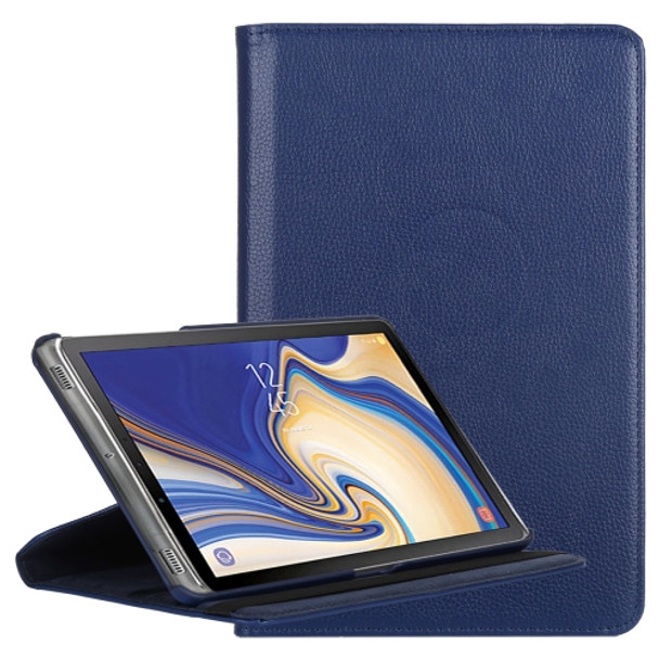 Litchi Texture Horizontal Flip 360 Degrees Rotation Leather Case for Galaxy Tab S4 10.5, with Holder (Dark Blue)