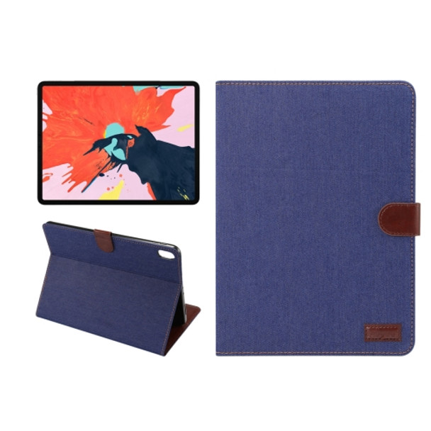 Horizontal Flip Denim Leather Case for iPad Pro 12.9 inch (2018), with Holder & Sleep / Wake-up Function & Wallet(Dark Blue)