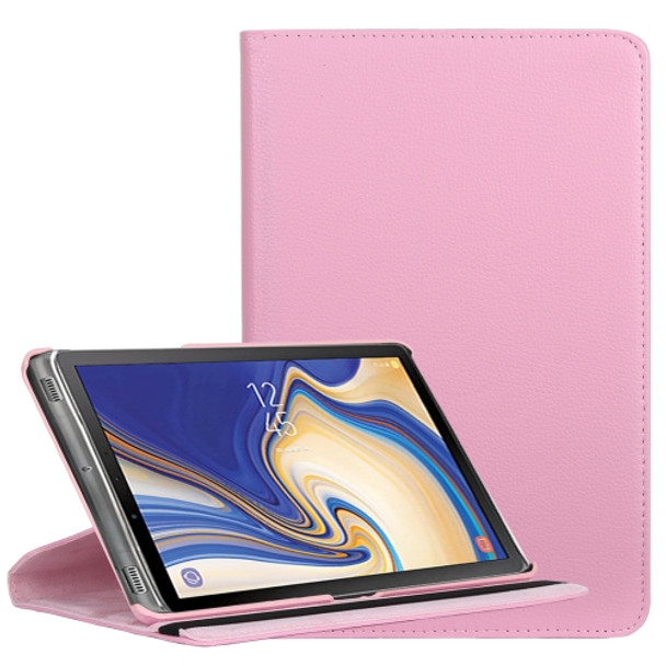 Litchi Texture Horizontal Flip 360 Degrees Rotation Leather Case for Galaxy Tab S4 10.5, with Holder (Pink)