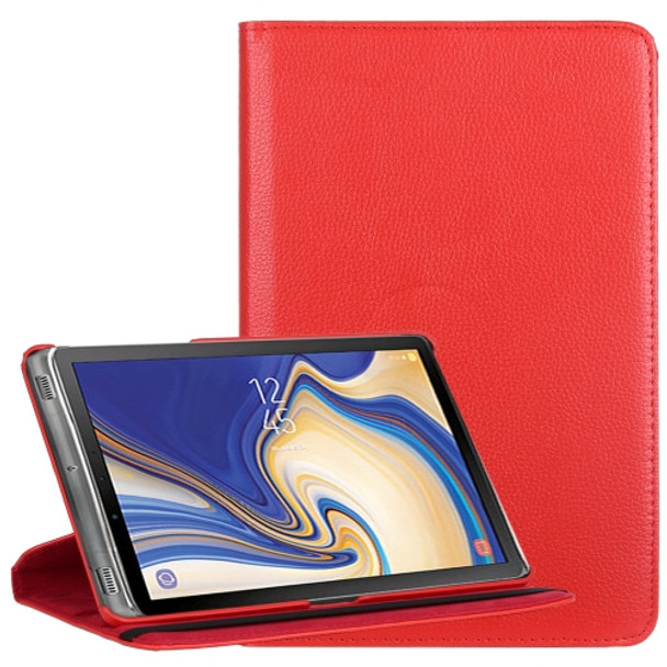 Litchi Texture Horizontal Flip 360 Degrees Rotation Leather Case for Galaxy Tab S4 10.5, with Holder (Red)