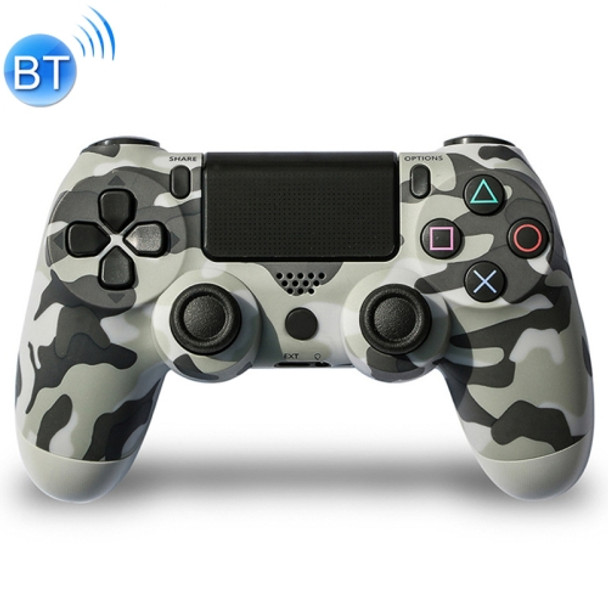 Camouflage Wireless Bluetooth Game Handle Controller with Lamp for PS4(Grey)