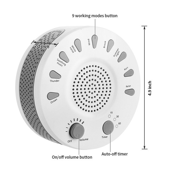 White Noise Machine Sleep Aid Device Improves Sleeping with Nine Timed Music(White)