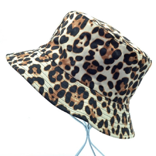 Leopard Double-sided Wearable Fisherman Hat Outdoor Sun Hat Retro Basin Hat, Size:One Size(White)
