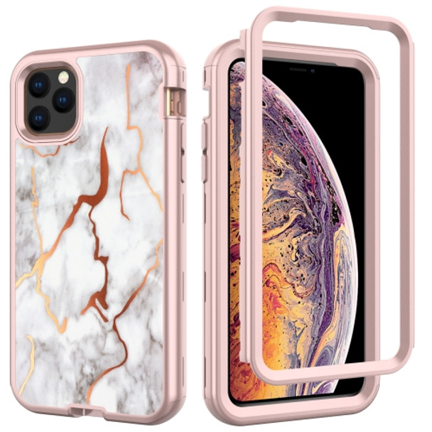 For iPhone 11 Pro Electroplated IMD Full Coverage Shockproof PC + Skin + Silicon Case(GW12E)