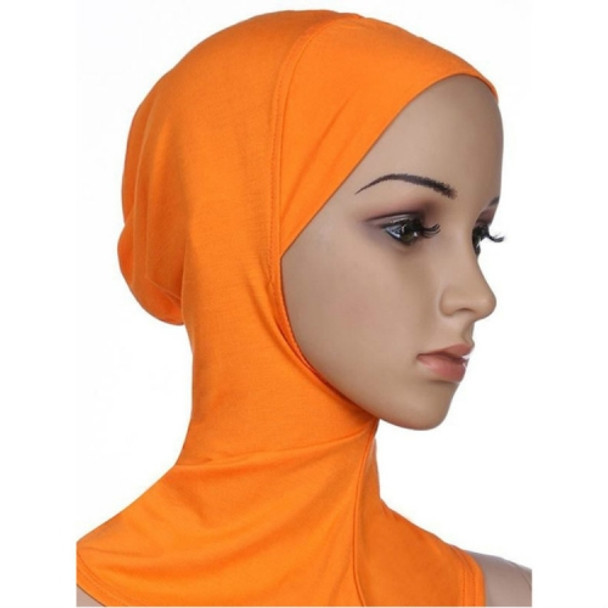 Autumn and Winter Ladies Solid Color Scarf Hooded Modal Headscarf Cap, Size:45 x 43cm(Orange)