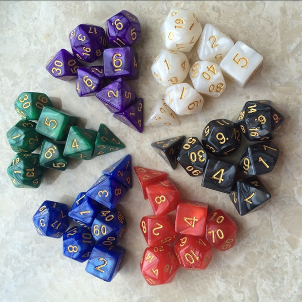 5 Set Creative RPG Game Dice Colorful Multicolor Dice Mixed DND Dice(Green)