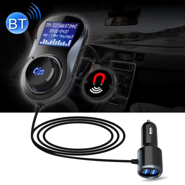 BC30 Wireless Bluetooth FM Transmitter Radio Adapter Car Charger, with Hand-Free Calling and 1.4 inch LCD Display, Supports TF Card Slot USB Car Charger for Smartphones