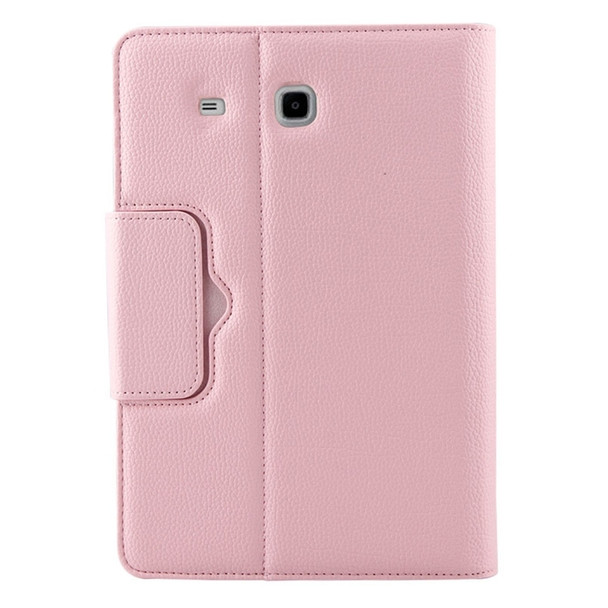 For Galaxy Tab E 9.6 / T560 2 in 1 Detachable Bluetooth Keyboard Litchi Texture Leather Case with Holder(Pink)