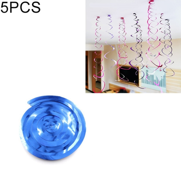 5 PCS 70cm PVC Spiral Ornaments Christmas Kindergarten Classroom Birthday Party Scene Layout Hanging Sequin Ornaments(Blue)