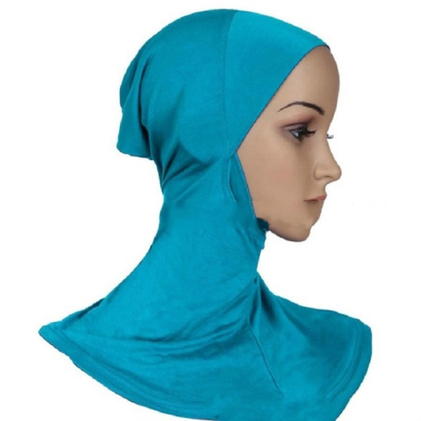 Autumn and Winter Ladies Solid Color Scarf Hooded Modal Headscarf Cap, Size:45 x 43cm(Lake Blue)