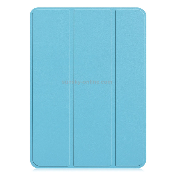 Custer Texture Horizontal Flip PU Leather Case for iPad Pro 12.9 inch (2018), with Three-folding Holder & Sleep / Wake-up Function(Blue)