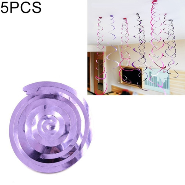 5 PCS 70cm PVC Spiral Ornaments Christmas Kindergarten Classroom Birthday Party Scene Layout Hanging Sequin Ornaments(Purple)