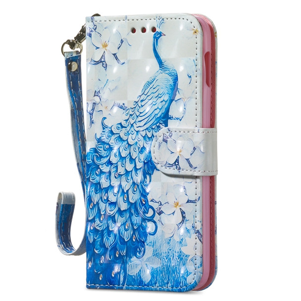 3D Painting Pattern Coloured Drawing Horizontal Flip PU Leather Case with Holder & Card Slots & Wallet For Galaxy S10e(Blue Peacock)