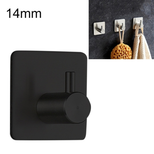 Stainless Steel Cylinder Hanger Bathroom Non-perforated Storage Clothes Hook, Size:14mm (Black)